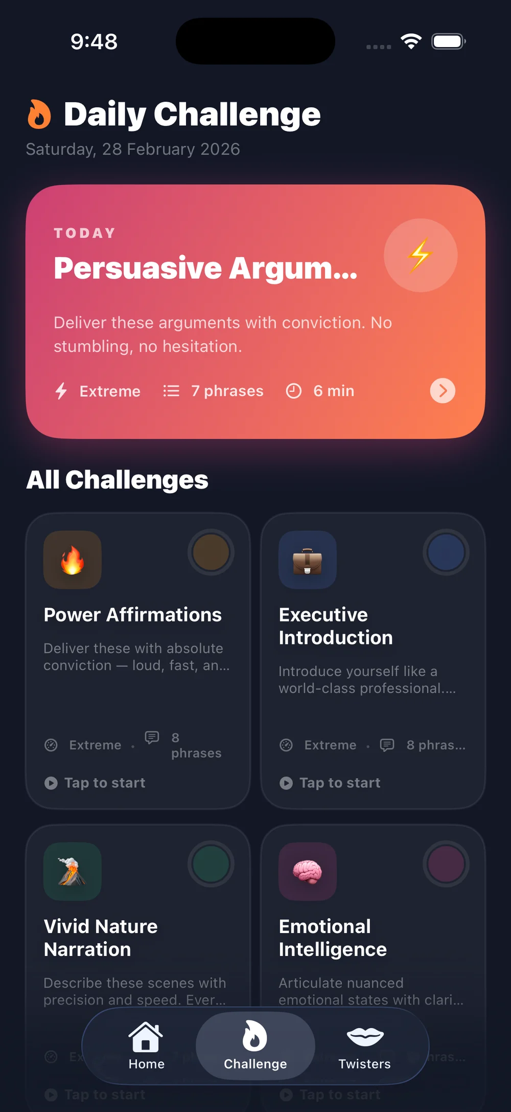 Daily speaking challenges